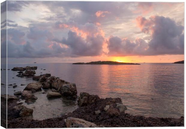 Cloudy sunrise from Sa Sal Rossa in Ibiza Canvas Print by Vicen Photo