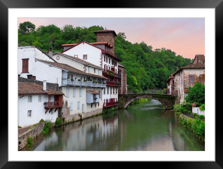 The pretty French village of Saint Jean Pied de Port Framed Mounted Print by Vicen Photo