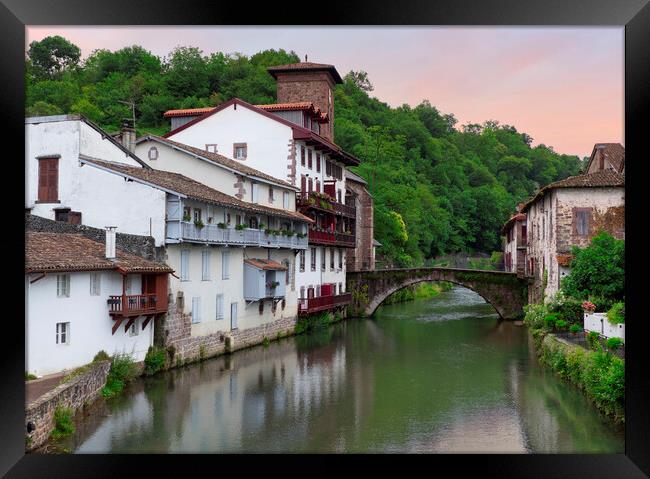 The pretty French village of Saint Jean Pied de Port Framed Print by Vicen Photo