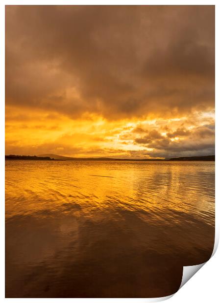 Golden and cloudy sunrise on the lake Print by Vicen Photo