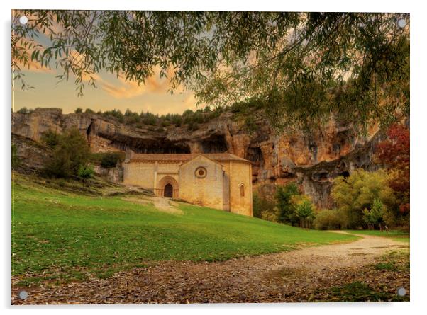 The Templar hermitage of San Bartolome at sunset Acrylic by Vicen Photo