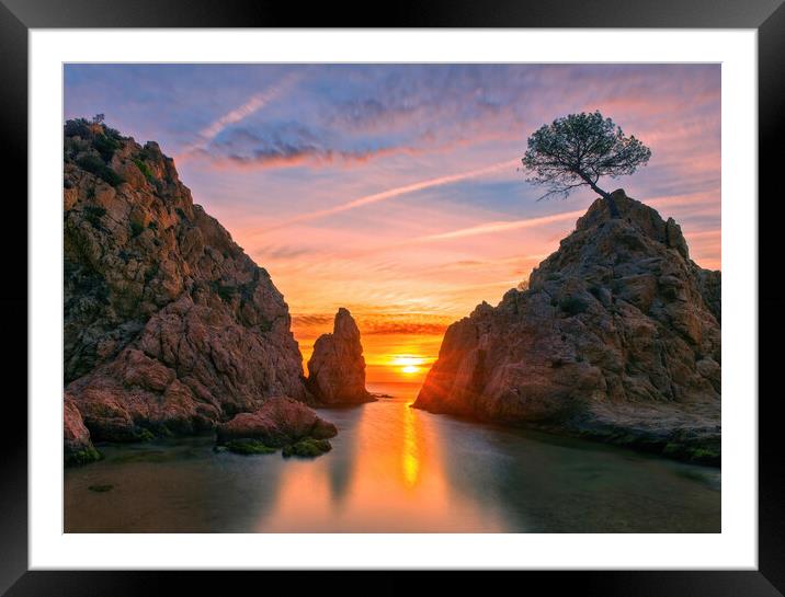 A calm sunrise between the rocks, Tossa de Mar Framed Mounted Print by Vicen Photo