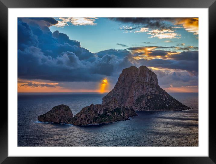 Sunset from the viewpoint of Es Vedrá in Ibiza Framed Mounted Print by Vicen Photo
