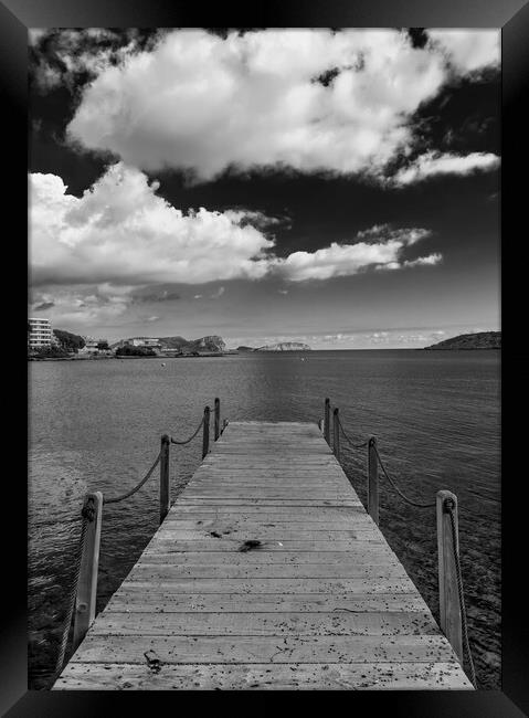 Wooden jetty in black and white, Ibiza Framed Print by Vicen Photo