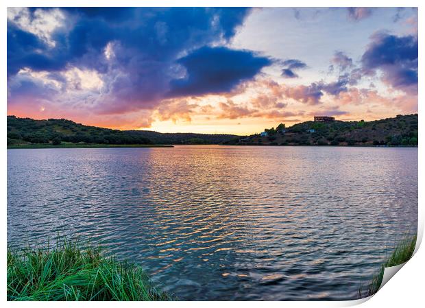 Calm sunset in the Lagunas de Ruidera Print by Vicen Photo