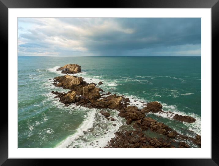 Seascape from a viewpoint of Zarautz Framed Mounted Print by Vicen Photo