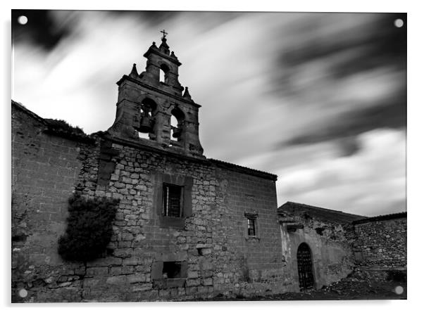 Abandoned church in black and white, Soria Acrylic by Vicen Photo
