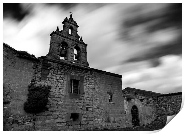 Abandoned church in black and white, Soria Print by Vicen Photo