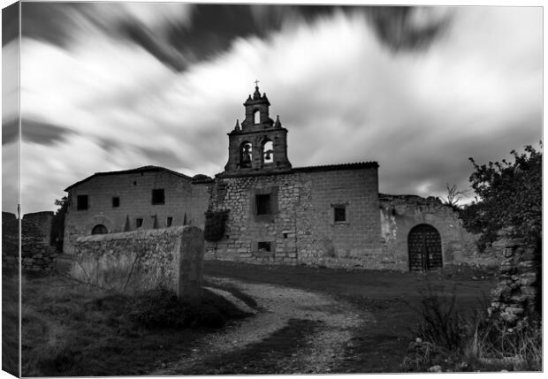 Path to an abandoned church in black and white Canvas Print by Vicen Photo
