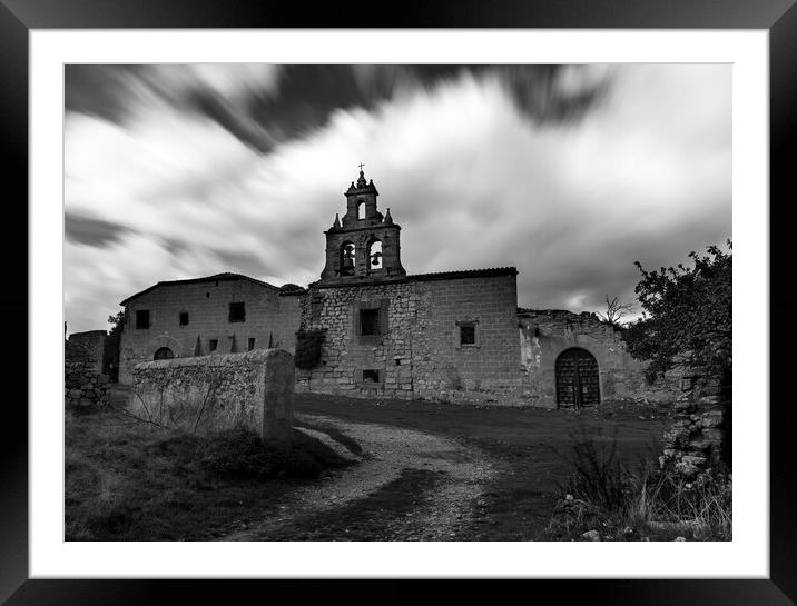 Path to an abandoned church in black and white Framed Mounted Print by Vicen Photo