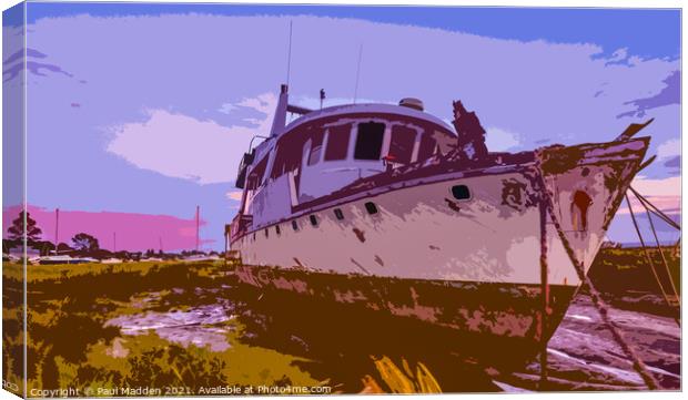 Boat at Heswall beach Canvas Print by Paul Madden