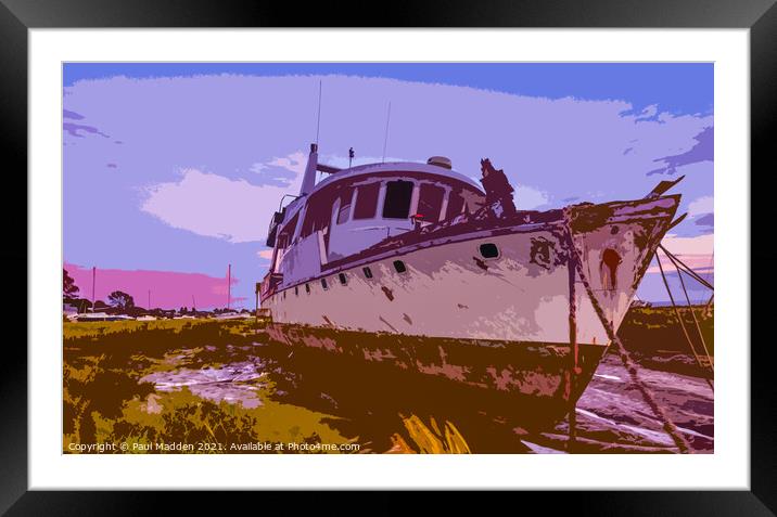 Boat at Heswall beach Framed Mounted Print by Paul Madden