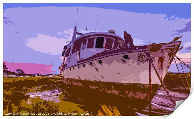 Boat at Heswall beach Print by Paul Madden