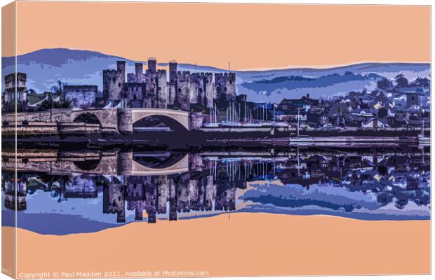 Conwy castle after sunset Canvas Print by Paul Madden
