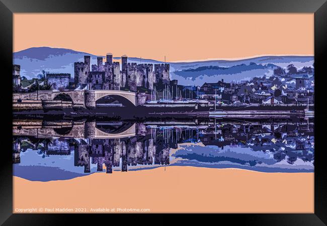 Conwy castle after sunset Framed Print by Paul Madden