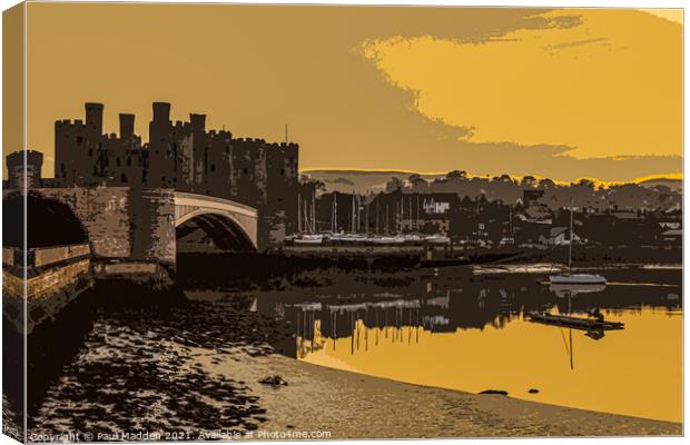 Conwy castle and harbour Canvas Print by Paul Madden