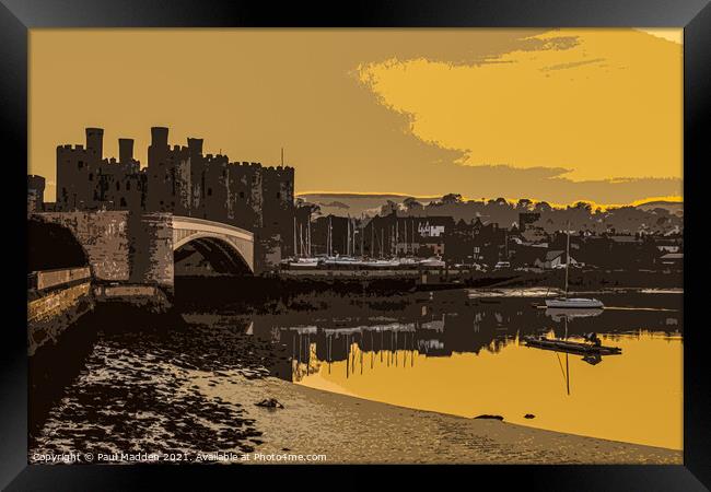 Conwy castle and harbour Framed Print by Paul Madden