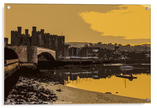 Conwy castle and harbour Acrylic by Paul Madden