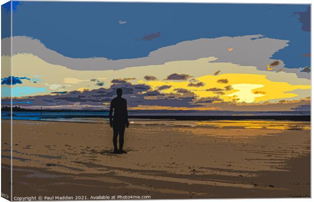Crosby Beach Antony Gormley Iron Man Canvas Print by Paul Madden