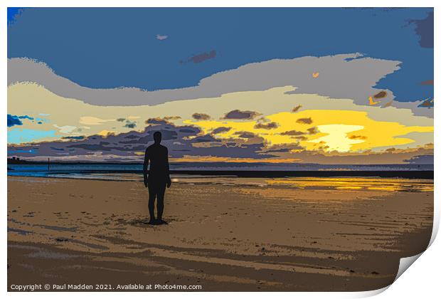 Crosby Beach Antony Gormley Iron Man Print by Paul Madden