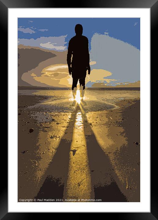 Crosby beach winter sunset Framed Mounted Print by Paul Madden