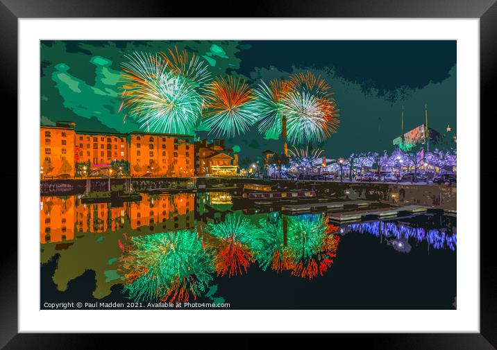 Fireworks at the Albert Dock Framed Mounted Print by Paul Madden