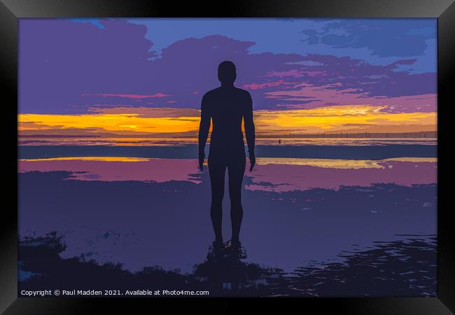 Iron man and purple sky Framed Print by Paul Madden