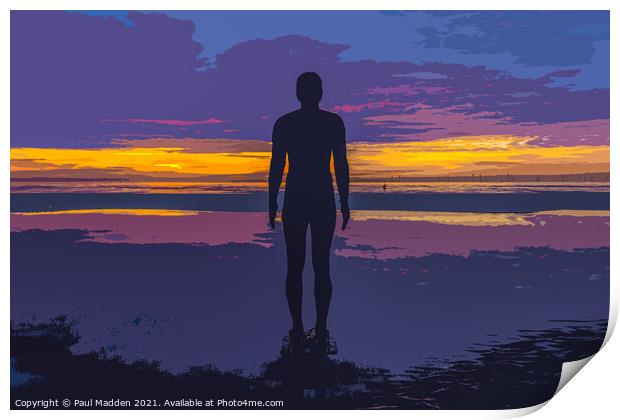 Iron man and purple sky Print by Paul Madden
