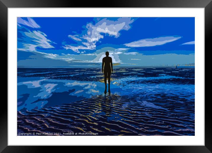 Iron man on Crosby Beach Framed Mounted Print by Paul Madden