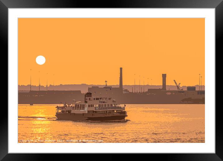 Mersey Ferry at Sunset Framed Mounted Print by Paul Madden