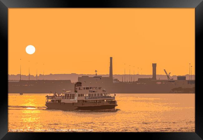 Mersey Ferry at Sunset Framed Print by Paul Madden