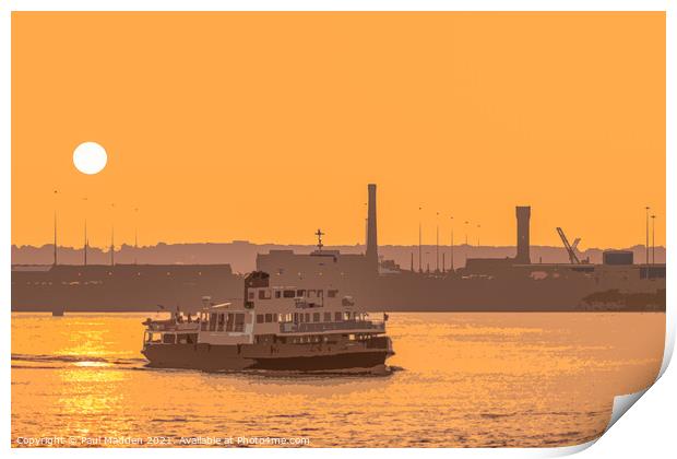 Mersey Ferry at Sunset Print by Paul Madden