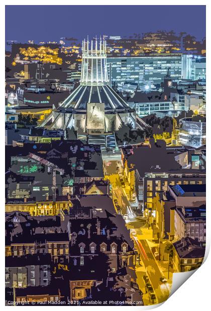 Metropolitan cathedral from the Anglican cathedral Print by Paul Madden
