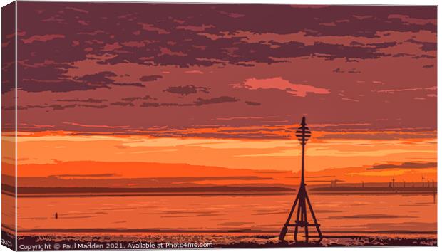 Sunset at Crosby Beach Canvas Print by Paul Madden