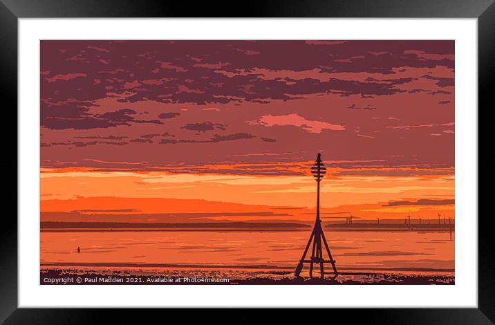 Sunset at Crosby Beach Framed Mounted Print by Paul Madden