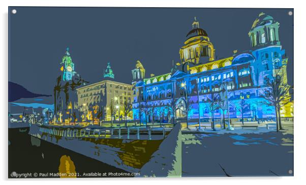 The Three Graces of Liverpool Acrylic by Paul Madden