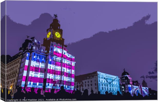 The Three Graces projection show Canvas Print by Paul Madden