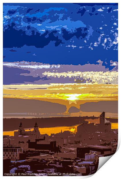 The view from the top of the Liverpool Anglican Cathedral, looki Print by Paul Madden