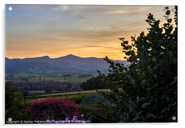 Sunset over Pen y Fan and Corn Du in the Brecon Be Acrylic by Gordon Maclaren