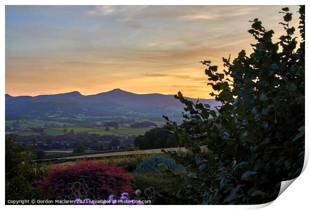 Sunset over Pen y Fan and Corn Du in the Brecon Be Print by Gordon Maclaren
