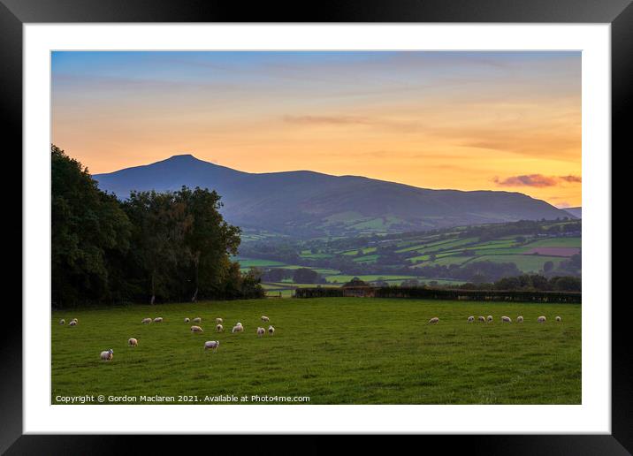 Sunset over Pen y Fan and Corn Du Brecon Beacons Framed Mounted Print by Gordon Maclaren
