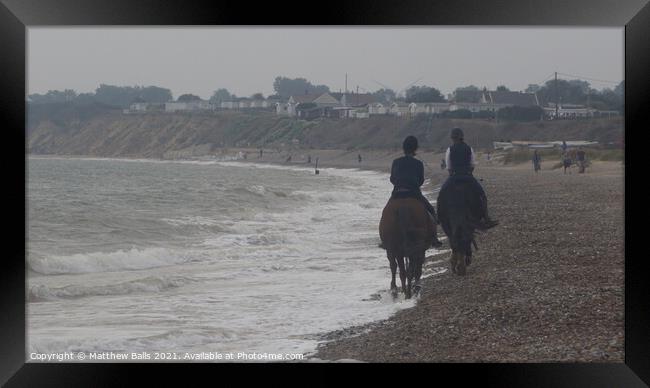 horses on the Beach in colour Framed Print by Matthew Balls