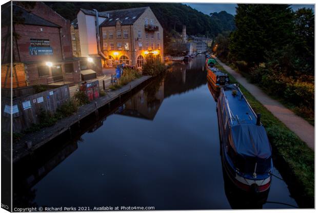 Evening on the Rochdale Canal at Hebden Bridge Canvas Print by Richard Perks