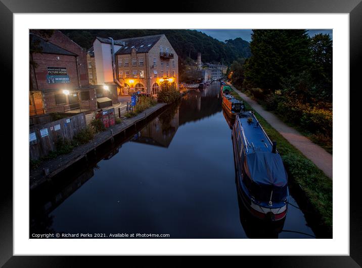 Evening on the Rochdale Canal at Hebden Bridge Framed Mounted Print by Richard Perks