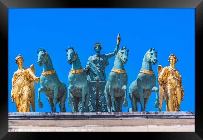 Horses Chariot Statues Arc de Triomphe du Carrousel Paris France Framed Print by William Perry