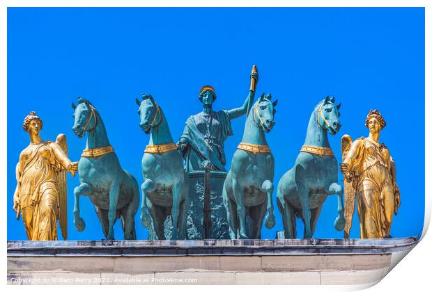 Horses Chariot Statues Arc de Triomphe du Carrousel Paris France Print by William Perry