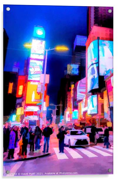 New York Night Art Acrylic by David Pyatt