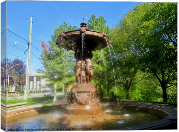 Fountain in Strathcona Park Canvas Print by Stephanie Moore