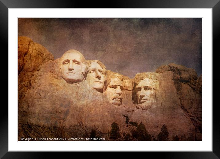 Mount Rushmore Presidents Framed Mounted Print by Susan Leonard