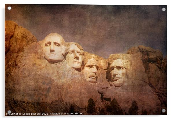 Mount Rushmore Presidents Acrylic by Susan Leonard